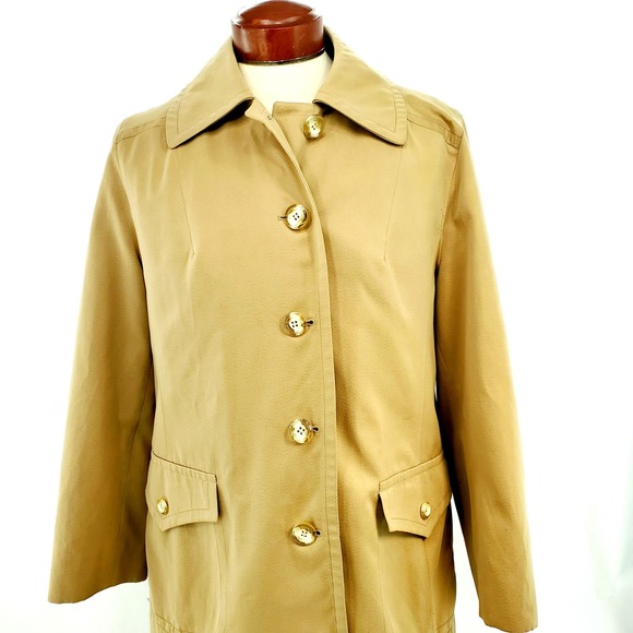 Misty Harbor Womens Tan Button Up Trench Coat Size 16 - Picture 3 of 11